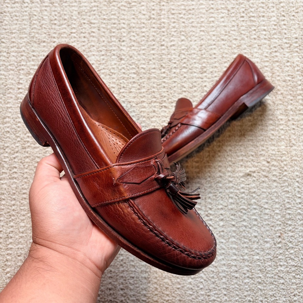 Allen Edmonds Nashua Mens 8 D Brown Leather Tassel Loafers Made in USA